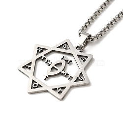 Non-Tarnish Heptagram Star Pendant Necklaces, 204 Stainless Steel Box Chain Necklaces, Stainless Steel Color, 23.62 inch(60cm)(NJEW-C044-05P)