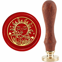 Brass Wax Seal Stamp with Handle, for DIY Scrapbooking, Sun Pattern, 89x30mm(AJEW-WH0184-0977)