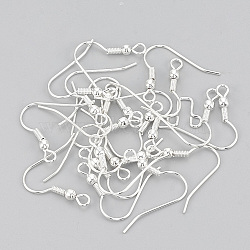 Iron Earring Hooks, Ear Wire, with Horizontal Loop, Nickel Free, Silver Color Plated, 17~19x0.8mm, Hole: 2mm, about 240pcs/50g(X-E135-S-NF)