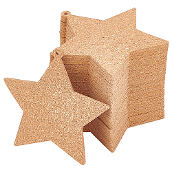 BENECREAT Softwood Star Cup Mats, for Dining Table, Home Kitchen, Camel, 100x100x3mm, Hole: 3mm, 30pcs(DJEW-BC0001-07)