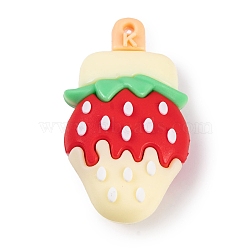 Ice Cream PVC Plastic Pendants, Strawberry, 55x31x27mm, Hole: 3mm(KY-S172-05B)