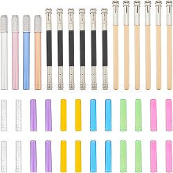 Drawing Pencil Accessories Kits, including 24Pcs Transparent Plastic Pencil Cap and 16Pcs Adjustable Pencil Extender Holder, Mixed Color, Holder: 124~130x8~12mm, Cap: 45x10mm(DIY-FG0003-48)