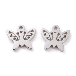 Non-Tarnish 304 Stainless Steel Charms, Laser Cut, Butterfly, Stainless Steel Color, 11x11.5x1.5mm, Hole: 1.2mm(STAS-Y002-08P)