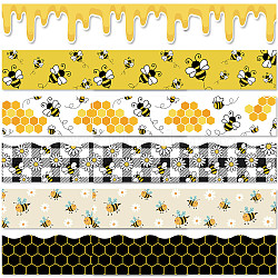 60pcs Coated Paper Border Decorative Stickers, Self Adhesive Planner Stickers for Journal, Scrapbooking, Bees, 350x75mm, 10 pcs/pattern(STIC-WH0020-005)