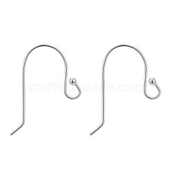 925 Sterling Silver Earring Hooks, Silver, 18x12mm, Hole: 2mm, Pin: 0.5mm(STER-G011-12)