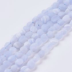 Natural Blue Lace Agate Beads Strands, Frosted, Nuggets, 6~10x5~8x3~7mm, Hole: 1mm, about 53pcs/strand, 14.9 inch(G-J374-10)