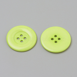 4-Hole Acrylic Buttons, Flat Round, Yellow Green, 31x4mm, Hole: 2mm(BUTT-Q038-30mm-10)