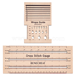 Wooden Knitting Measuring Tools Set, Wraps Guide & Cross Stitch Gauge, BurlyWood, 9.95~14.95x10~25x0.5cm, 2pcs/set(TOOL-WH0201-02)