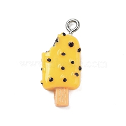 Resin Pendants, with Platinum Iron Eye Pin, Ice Cream, 24x11x4.5mm, Hole: 2mm(RESI-C053-01A)