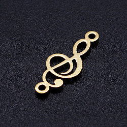 201 Stainless Steel Links connectors, Treble Clef, Golden, 18.5x7x1mm, Hole: 1.2mm(STAS-Q201-JN331-2)