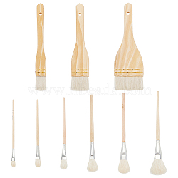 9Pcs 9 Styles Ceramic Glaze Brush, Wool Paint Brush Pens, with Wood Handle, Navajo White, 17.8~23.1x0.8~7.45x0.5~1.35cm, 1pc/style(DIY-BC0012-92)