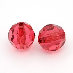 Transparent Acrylic Beads, Faceted, Round, Medium Violet Red, about 20 mm in diameter, hole: 2mm, about 120pcs/500g(DB20MMC04)
