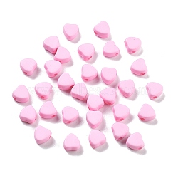Opaque Acrylic Beads, Dying, Heart, Pearl Pink, 7x7x4mm, Hole: 1.6mm, about 3200pcs/500g(MACR-C034-01C)