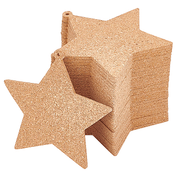 Softwood Star Cup Mats, for Dining Table, Home Kitchen, Camel, 100x100x3mm, Hole: 3mm, 30pcs
