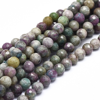 Natural Ruby in Zoisite Beads Strands, Faceted, Round, 6mm, Hole: 1mm, about 71pcs/strand, 16.14 inch(41cm)