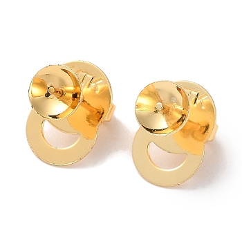 Rack Plating Brass Stud Earring Settings, Long-Lasting Plated, Lead Free & Cadmium Free, Golden, Tray: 6mm, 11.8x8mm, Hole: 1.8x4mm, Pin: 12x0.9mm