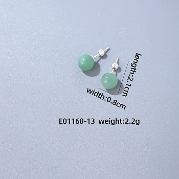 Handmade Fashion Gemstone Stainless Steel Bead Earrings Accessories for Autumn/Winter, Platinum, 21x8mm