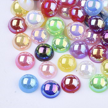 ABS Imitation Pearl Cabochons, AB Color Plated, Dome/Half Round, Mixed Color, 8x4mm, about 3000pcs/bag