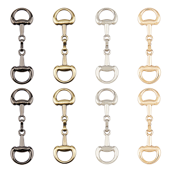8Pcs 4 Colors Alloy D Ring Snaffle Bit Buckles, for DIY Snaffle Bit Horse Jewelry, Loafer Shoes Decoration, Mixed Color, 72x21x6mm, 2pcs/color