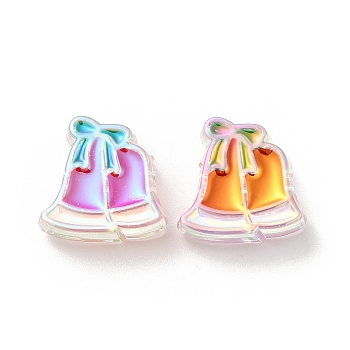 UV Plating Acrylic Beads, with Enamel, Iridescent, Christmas Decorations Theme, Christmas Bell, 21x21x8.5mm, Hole: 3.5mm