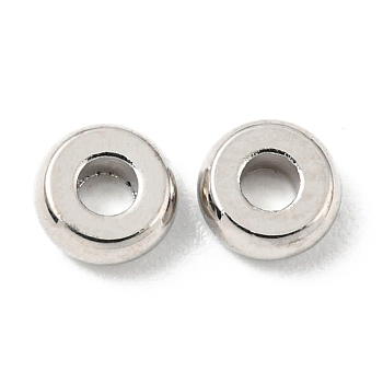 Brass Beads, Cadmium Free & Lead Free, Long-Lasting Plated, Disc, Platinum, 4x1.5mm, Hole: 1.5mm