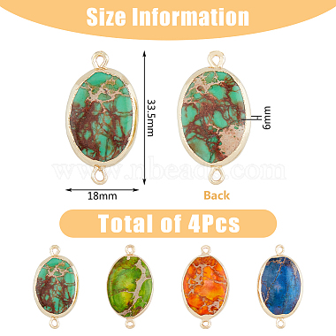 4Pcs 4 Colors Dyed Natural Imperial Jasper Connector Charms(G-FH0002-28)-2