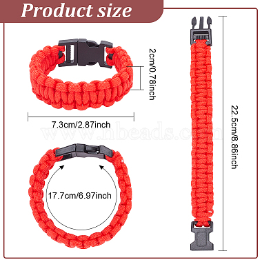 9Pcs 9 Colors Survival Polyester Cord Bracelets Set with Plastic Clasps for Hiking Camping Outdoor(BJEW-AN0001-60)-7