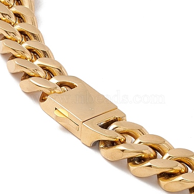 Ion Plating(IP) 304 Stainless Steel Curb Chains Necklace for Women(NJEW-E155-08G-01)-3