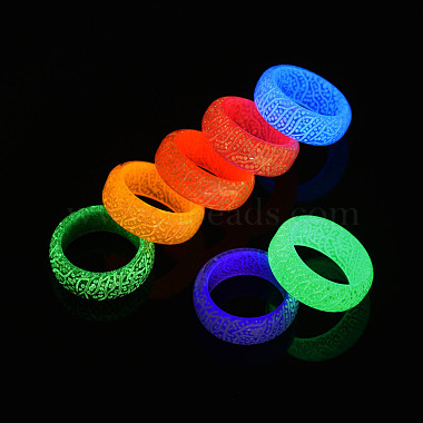 Glow in the Dark Luminous Resin Chunky Branch Pattern Finger Ring for Women(RJEW-T022-003)-4
