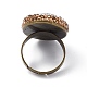 Natural Shell Oval Adjustable Ring with Rhinestone(RJEW-F134-07AB)-3