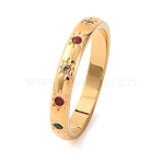 Ion Plating(IP) 304 Stainless Steel With Rhinestone Rings for Women, Real 18K Gold Plated, 3mm, Inner Diameter: 17mm(X-RJEW-S239-01G)