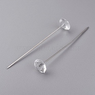 Iron Sewing Pins, Straight Pins, with Plastic Beads, for Dressmaker Jewelry Decoration, Clear, 54x0.7mm, about 100pcs/box(IFIN-TAC001-56)