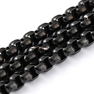 304 Stainless Steel Box Chains, Unwelded, with Spool, Electrophoresis Black, 3x3x1.5mm, 32.8 Feet(10m)/roll(CHS-B001-01EB)
