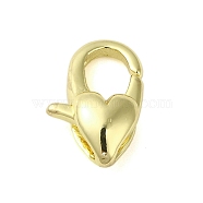 Brass Lobster Claw Clasps, Heart, Golden, 12x7.5x4mm, Hole: 3mm(KK-B089-23A-G)