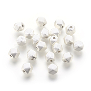 Brass Beads, Long-Lasting Plated, Lead Free & Cadmium Free & Nickel Free, Polygon, Matte Style, 925 Sterling Silver Plated, 6.5x7.5x6mm, Hole: 1.4mm(KK-F744-06MS-NR)