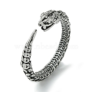 Snake Alloy Open Cuff Rings, Lead Free & Cadmium Free, Antique Silver, 5mm, Inner Diameter: 19mm(RJEW-K275-65AS)