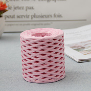 Raffia Ribbon, Packing Paper String, Raffia Twine Paper Cords for Gift Wrapping and Weaving, Pearl Pink, 3~4mm, about 218.72 Yards(200m)/Roll(SENE-PW0003-104A)