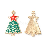 Christmas Alloy Enamel Pendants, Golden, Christmas Tree, 24.5x15.5x2mm, Hole: 1.6mm(X-ENAM-D047-17G-06)