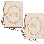 Creative Wooden Greeting Cards, Wedding Vows Book, with Jute Rope and Kraft Paper, Rectangle with Word, Antique White, 105x75x2mm(DIY-WH0349-171A)