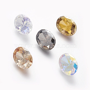 Electroplated Cubic Zirconia Pointed Back Cabochons, Oval, Faceted, Mixed Color, 14x10x6.2mm(ZIRC-I024-07)
