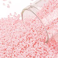 TOHO Round Seed Beads, Japanese Seed Beads, (126) Opaque Luster Baby Pink, 15/0, 1.5mm, Hole: 0.7mm, about 15000pcs/50g(SEED-XTR15-0126)
