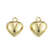 Brass Charms, Nickel Free, Heart, Real 14K Gold Plated, 15x12x7mm, Hole: 1.8mm(KK-N259-26)