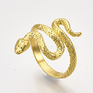 Alloy Cuff Finger Rings, Snake, Golden, Size 8, 18mm(X-RJEW-S038-192C)