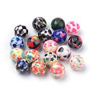 Opaque Printed Acrylic Beads, Round, Mixed Color, 10x9.5mm, Hole: 2mm(MACR-S271-10mm-M)