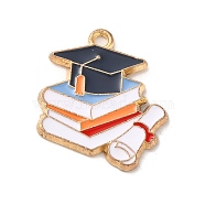 Graduation Season Alloy Enamel Pendants, Golden, Book, 27x2mm, Hole: 1.8mm(ENAM-R147-08B-G)
