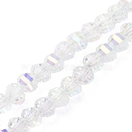 Electroplate Transparent Glass Beads Strands, Faceted, Rondelle, Clear, 8x6mm, Hole: 1.2mm, about 80pcs/strand, 19.29''(49cm)(EGLA-K015-13G)
