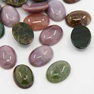 Oval Natural Gemstone Cabochons Mix, Assorted Colors, Indian Agate, about 12mm wide, 16mm long, 5mm thick(GP184-7)