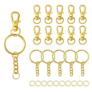 10Pcs Alloy Swivel Lobster Claw Clasps, Swivel Snap Hook, Jewellery Making Supplies, with 10Pcs Iron Split Key Rings and 10Pcs Iron Open Jump Rings, Golden, 30.5x11x6mm, Hole: 5x9mm(IFIN-YW0003-41)
