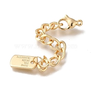 Brass Ends with Chain, with Rectangle Charms, Real 18K Gold Plated, 72mm(KK-H480-12G)