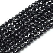 Natural Black Spinel Beads Strands, Faceted, Round, 3x3mm, Hole: 0.5mm, about 142pcs/strand, 15.9 inch(X-G-S152-01-3mm)